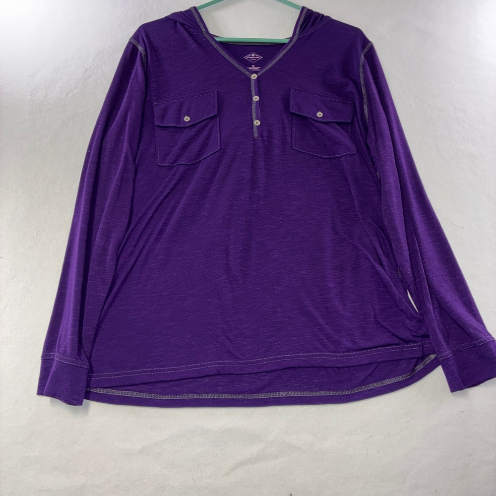 552 Gorpcore St. Johns Bay Henley Hoodie XL Purple Slub Knit Pockets